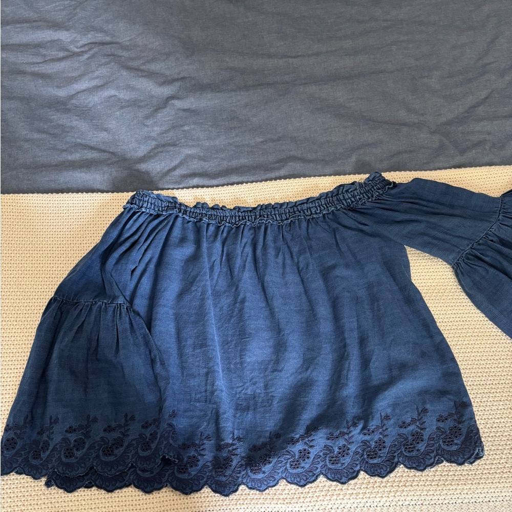 American Eagle Denim Off-Shoulder Top